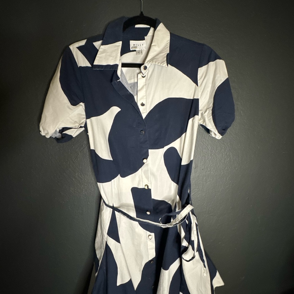 Milly Navy and White Printed Dress